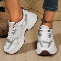Nouvelle collection 2026 : Baskets compensées respirantes en maille pour femme, à lacets, idéales pour la marche