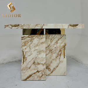 Consolle reale in marmo naturale di lusso nero marrone bianco Console d'<span class=keywords><strong>angolo</strong></span> tavolo <span class=keywords><strong>ingresso</strong></span> Villa mobili - Product Image 3