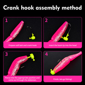 Señuelo blando de dos secciones con cola en T, gusano blando de PVC de doble sección sin anzuelos, con <span class=keywords><strong>sabor</strong></span> a pescado. - Product Image 3