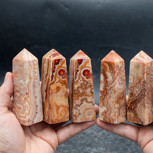 Natural Indonesia <b>Pink</b> Jasper Crazy Lace Obelisk Shape Polished Gemstones Handicraft <b>Healing</b> Crystal Reiki Chakra Souvenir - Product Image 3