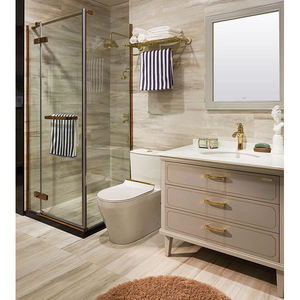 Mueble de Baño Moderno de PVC Beige con Patas, Mueble de Baño Independiente con Lavabo y Resistente al Agua para Villa - Product Image 1