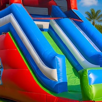 Toboggan gonflable à thème de personnage de dessin animé mignon, structure à double piste pour les enfants, idéal pour les fêtes de carnaval et les anniversaires en plein air, matériel de location