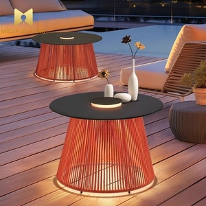 Lampada da <span class=keywords><strong>Tavolo</strong></span> Moderna in <span class=keywords><strong>Rattan</strong></span> con LED, Impermeabile IP65, Alimentata a Energia Solare per Esterni, Patio, Giardino, Cortile - Product Image 2