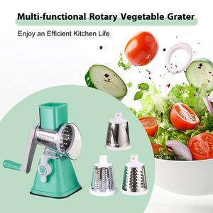 Đa năng tiện ích nhà bếp 3 trong 1 Thép thực phẩm nhựa Hand Crank Chopper ROTARY Rau Cắt cà rốt Slicer vắt tay - Product Image 2