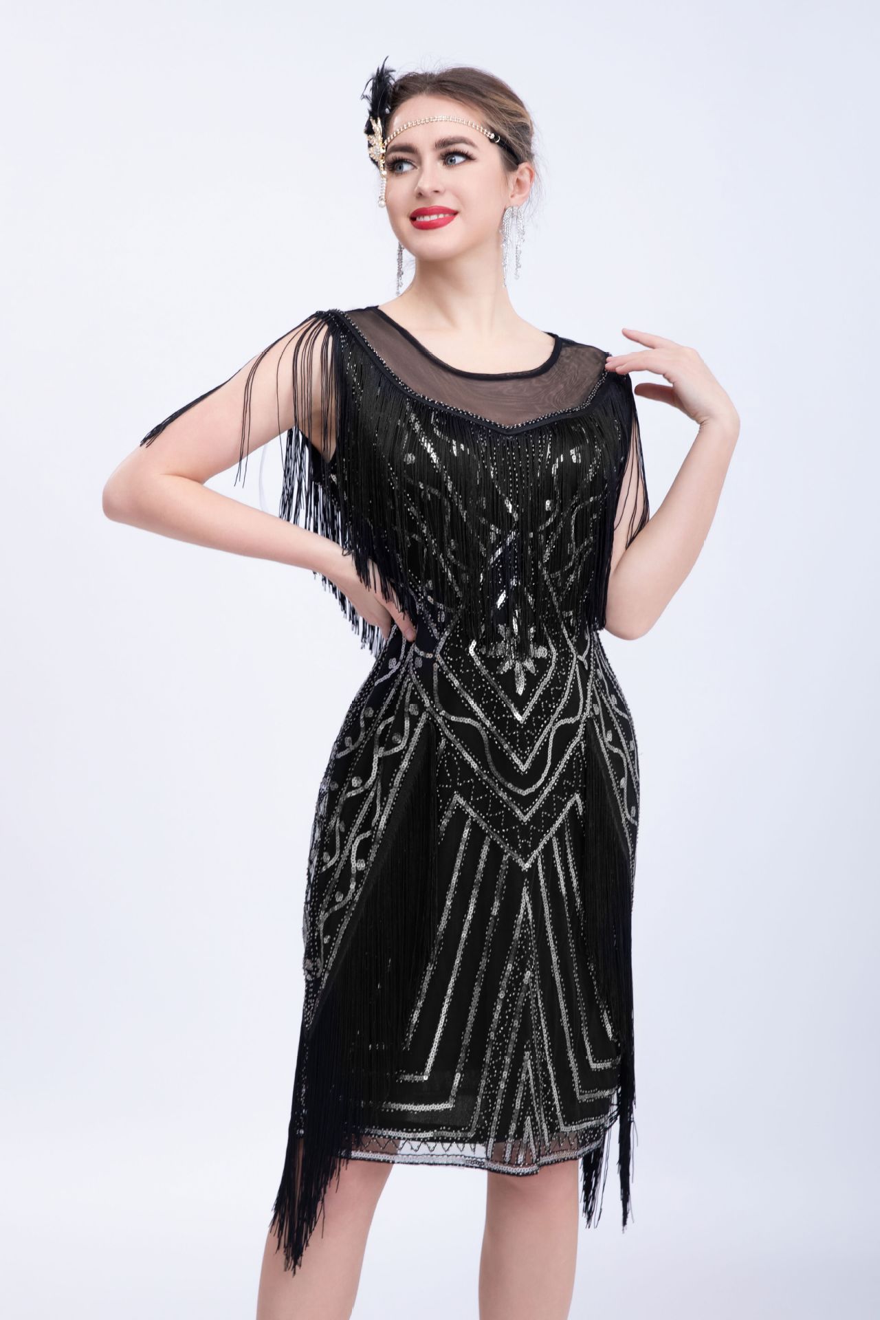 flapper dress homecoming Wedtrend Women's Roaring 20s Sequins Dress Champagne Spaghetti Straps Gatsby  Fringed Flapper Dress – WEDTREND