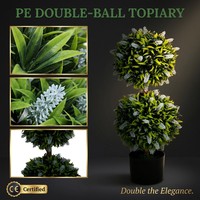 Arbre Topiaire Artificiel Triple Boule de 70 cm en PE, Feuillage de Buis Réaliste, Pot Noir, Résistant aux UV, Lot de 2, Sans Entretien