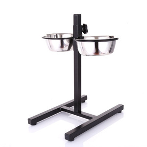 Cuenco de acero inoxidable <span class=keywords><strong>personalizado</strong></span> al por mayor para mascotas con soporte de altura ajustable para alimentar perros medianos y grandes - Product Image 1