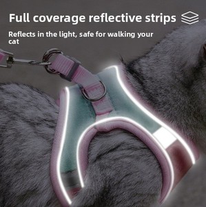 <span class=keywords><strong>Harnais</strong></span> et laisse réfléchissants réglables en daim pour animaux de compagnie – Ensemble coloré et doux pour chiens et chats – Vente en gros - Product Image 3
