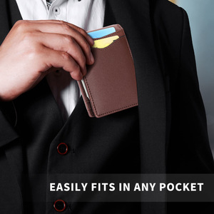 Regali personalizzati RFID blocco Extra grande capacità in pelle fermasoldi minimalista sottile carta di credito <span class=keywords><strong>portafoglio</strong></span> <span class=keywords><strong>verticale</strong></span> per gli uomini - Product Image 6