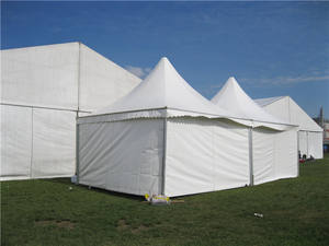 Tente de salon de jardin en <span class=keywords><strong>bois</strong></span> avec cadre personnalisé GSP, style pagode, tissu PVC durable pour les événements, utilisation en entrepôt - Product Image 2