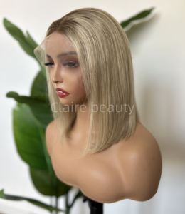 شعر مستعار أسود أشقر بدون صمغ جذر دانتيل قصير بوب شعر بشري أصلي أوربي شعر مستعار ببشرة دانتيل محاذى بالجلد للنساء - Product Image 4