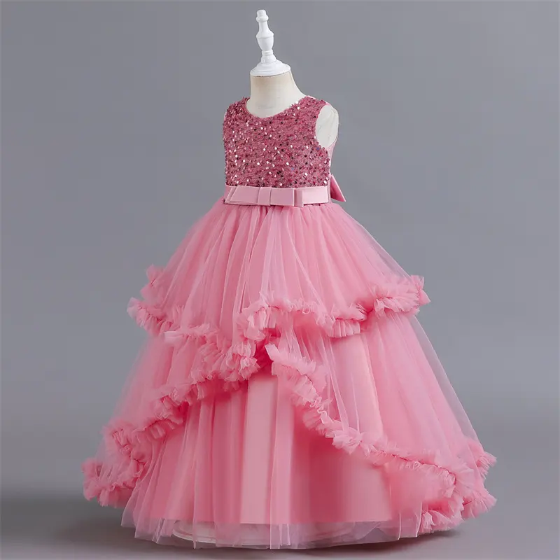 11歳のプリンセスの女の子のための卸売子供服キッズボールドレス