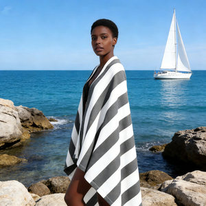 Serviettes <span class=keywords><strong>de</strong></span> plage en gros 100% coton extra grandes surdimensionnées en vrac <span class=keywords><strong>de</strong></span> qualité supérieure pour femmes haut <span class=keywords><strong>de</strong></span> gamme 70 par 140 cm rayées - Product Image 2