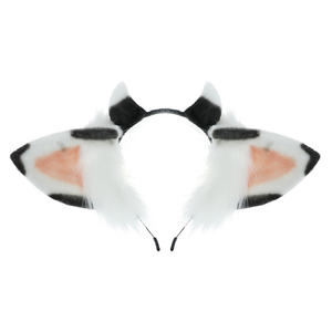 طوق رأس على شكل أذني البقر وقرون KC طوق رأس على شكل أذني حيوان من القطيفة - Product Image 1