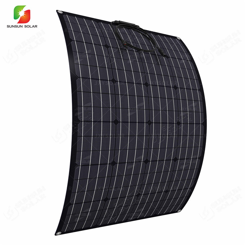 SUNSUN High efficiency ALL BLACK 120W 18V ETFE solar module monocrystalline cell semi flexible pv solar panel