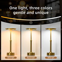 Lampe de table sans fil en métal doré rétro, charge USB, commande tactile, lampe de bureau LED à intensité variable, lampe de chevet réglable pour chambre à coucher
