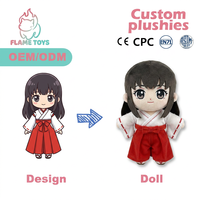 Peluche Anime Brodé Sur Mesure, Super Doux, en Velboa avec Rembourrage Coton PP, Design Sorcière Miko Japonaise, Jouet Anti-Stress pour Fêtes