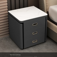 Table de Chevet Multifonctionnelle Traditionnelle Extensible avec 3 Tiroirs, Table d'Appoint à Plateau Rabattable en Verre, Meuble de Rangement pour Chambre et Salon