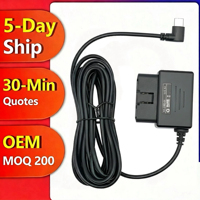 Câble d'alimentation OBD pour caméra embarquée 12V 24V vers 5V 3A USB-C 3,2M, âme en cuivre, 3 fils, OBD2 16 broches, détection automatique ACC, surveillance intelligente du stationnement 24H, MCU