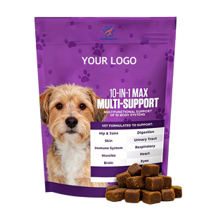 OEM/ODM MAX Hond Multivitamine Kauwtabletten Senioren & Volwassen Honden Vitaminen 10-in-1 Complex Ondersteuning voor Gewrichten & Immuniteit, Darm- & Huidgezondheid - Product Image 1