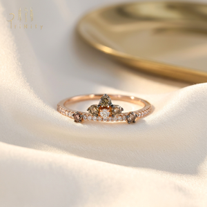 Hong Kong Supplier Wholesale Jewelry Vintage Design Antique Natural Stone Jewelry Real Natural Diamond 18K Solid Rose Gold Ring - Product Image 1