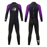 Wetsuit selam DIVESTAR berlogo depan, terbuat dari neoprene 3MM, kerah kru, lengan panjang, resleting belakang, bernapas, ramah lingkungan, untuk pria
