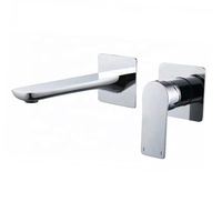 Robinet de lavabo mural en laiton au design moderne ZY-W238C, mitigeur d'eau chaude et froide, finition chromée, pour salon et hall