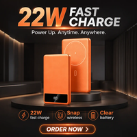 Batterie externe magnétique ultra-mince 5000 mAh OEM en gros, charge rapide PD20W, coque métallique, affichage LED, Type C, portable