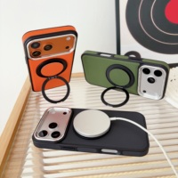 Étui de téléphone portable de luxe en cuir PU antichoc avec anneau magnétique rotatif à 360 degrés pour iPhone 15 16 17 Pro Max