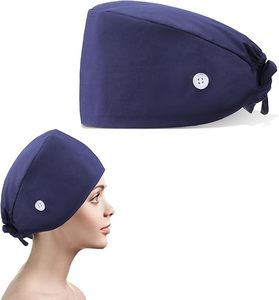 Bonnets chirurgicaux ajustables en coton doux avec bande anti-transpiration, bonnet de travail pour queue de cheval, chapeau de soins infirmiers à nouer pour femmes, promotion des produits capillaires - Product Image 3