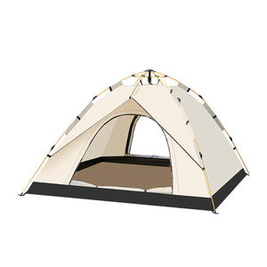 Tente de camping extérieure pliable automatique 210x200x135cm en tissu Oxford imperméable 1000mm enduit argenté blanc cassé - Product Image 1