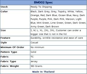 เสื้อยืดบลูแมนแบบพรีเมี่ยมเสื้อยืดผ้า TC สำหรับทุกเพศ, เสื้อยืดทีซีเนื้อผ้าทนทานต่อการยับและ BM002ดูแลง่าย - Product Image 4