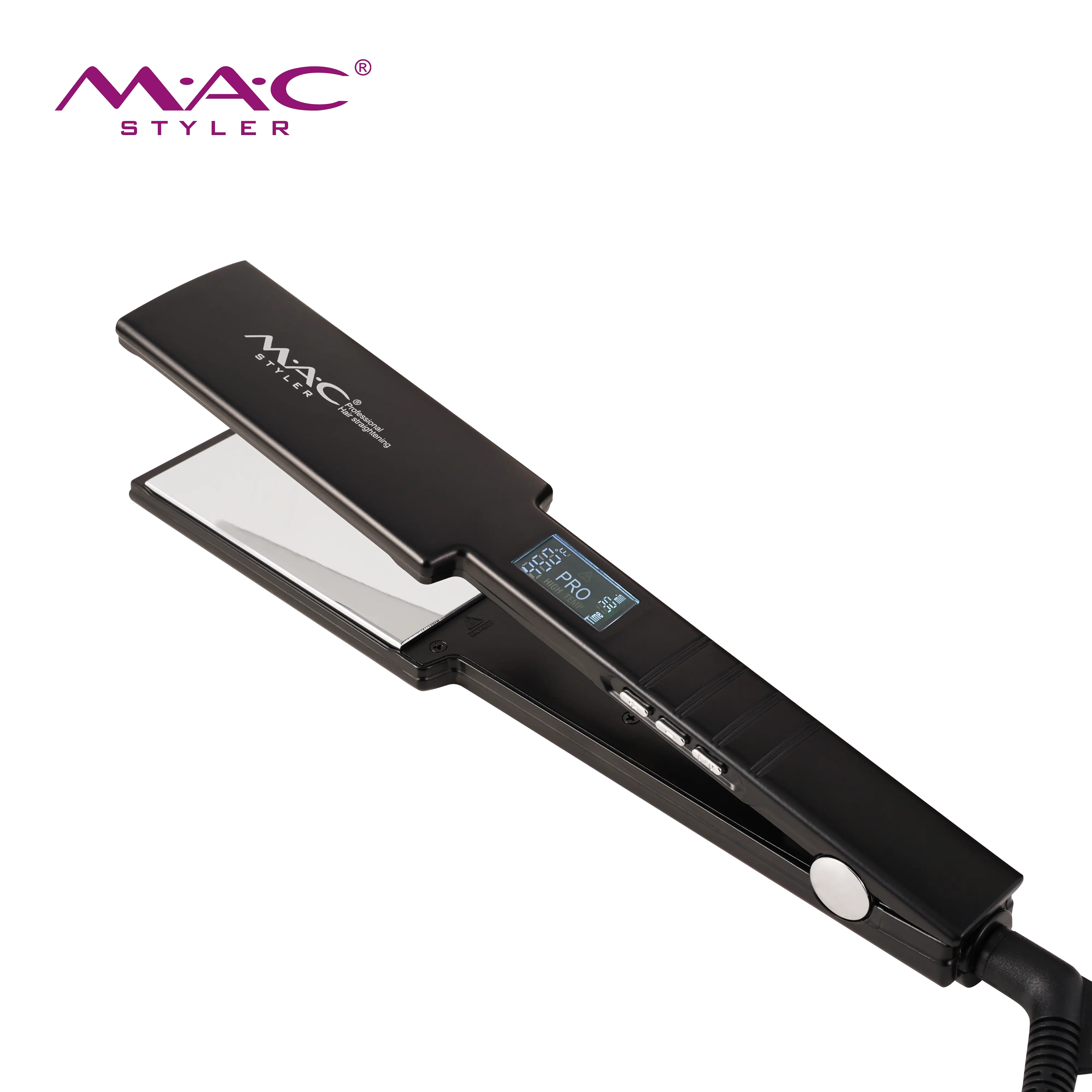 Piastra per capelli con riscaldamento rapido Mch Lcd Macstyler piastra per capelli con Logo personalizzato in ferro piatto in titanio all'ingrosso da 480 gradi