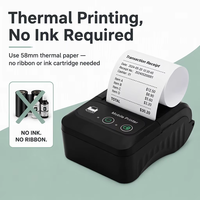 Printer Barcode Thermal Mini 58mm Portabel dengan Baterai Isi Ulang Mesin Pencetak Tagihan Nirkabel Bluetooth untuk Ponsel