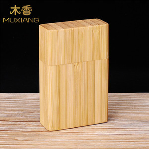 Muxiang Bamboo Cigarette Case Rectangular Portable Wood Dugout With Glass Tube - Product Image 1
