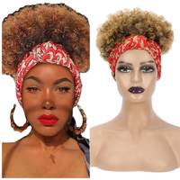 Perruque bandeau afro crépue réaliste de 4 pouces, courte, colorée, à petites boucles, en fibre synthétique, avec cordon de serrage réglable, pour femmes noires, vente en gros