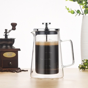 Kingze Cao Cấp Thủy Tinh Borosilicate Pháp Báo Chí Cà Phê Maker Bpa-Miễn Phí Đôi Tường Di Động 350Ml 1000Ml Trà Nồi Để Sử Dụng Nhà - Product Image 2