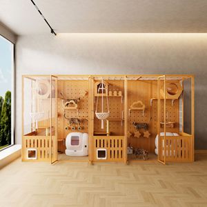 Großer Luxus-Katzenkäfig mit Glasbalkon, Haustier-Zimmer für den Innenbereich, Schutzhütte, Schrank, Haus, Villa, Platz, Katzennest, im Karton verpackt - Product Image 6
