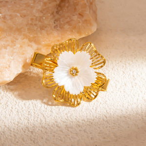 Pinzas para el Cabello de Acero Inoxidable con Perlas y Flores, Pinza para la Nariz con Punta Dorada, Accesorio Diario para Mujer FS71015 - Product Image 4