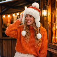 Gorro de piel sintética tipo Ushanka con orejeras de punto para mujer, cálido para invierno, ideal para viajes, casual, venta al por mayor
