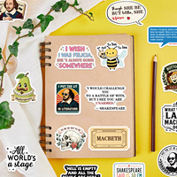 50 autocollants de dessins animés Shakespeare Meme Graffiti pour ordinateur portable, bagages, décoration, autocollants amusants de personnages historiques