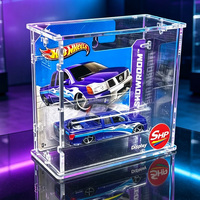 Vitrine de présentation SHP en acrylique pour voitures miniatures Hot Wheels Mainline, format court, épaisseur 6 mm, transparente, avec fermeture, pour modèles réduits 1:64