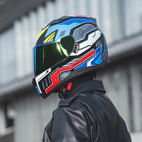 Casque de moto intégral unisexe certifié DOT, matériau ABS, résistant à l'eau, respirant, coupe-vent, toutes saisons, adulte