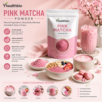Poudre de matcha rose personnalisée, poudre de fruit du dragon, poudre de betterave, poudre de matcha rose