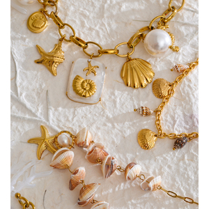 Collier pendentif étoile de mer en acier inoxydable plaqué or style océan Mchic 3494, collier en résine <span class=keywords><strong>corail</strong></span> et perles baroques, bijoux - Product Image 6