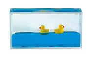 Presse-papier liquide en cristal, cube aquatique transparent en acrylique, presse-papier liquide bleu avec flotteur 3D mignon