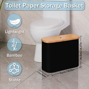Toilet Paper <b>Storage</b> <b>Basket</b> with Lid <b>Bathroom</b> <b>Storage</b> Organizer Free Standing Holder up to 9 Mega Rolls - Product Image 3