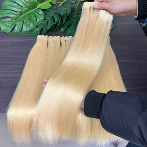 Extensions de cheveux humains Funmi vierges bruts, lisses comme des baguettes, doublement étirés, <span class=keywords><strong>blond</strong></span> 613, provenant d'un seul donneur, en gros, par lot - Product Image 2