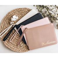 Pochette personnalisée avec nom, pochette à poignet personnalisée, sac à main zippé pour femme, impression personnalisée, cadeau de mariage pour mariée et demoiselle d'honneur