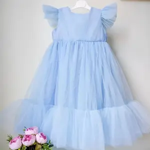 Kleine Mädchen Blau Tutu Geburtstag Party Prinzessin Kleid